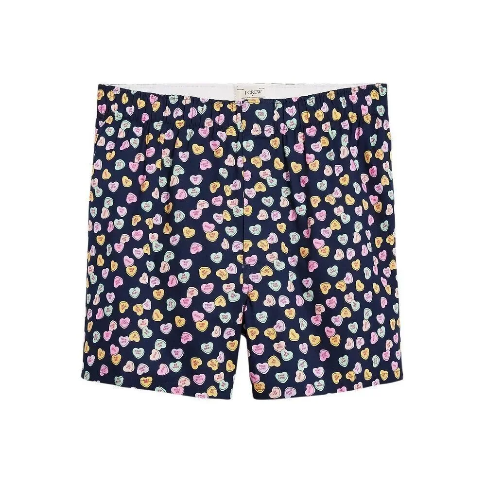 J.Crew Men’s Navy Conversation Heart Boxers M NWT Cotton Poplin